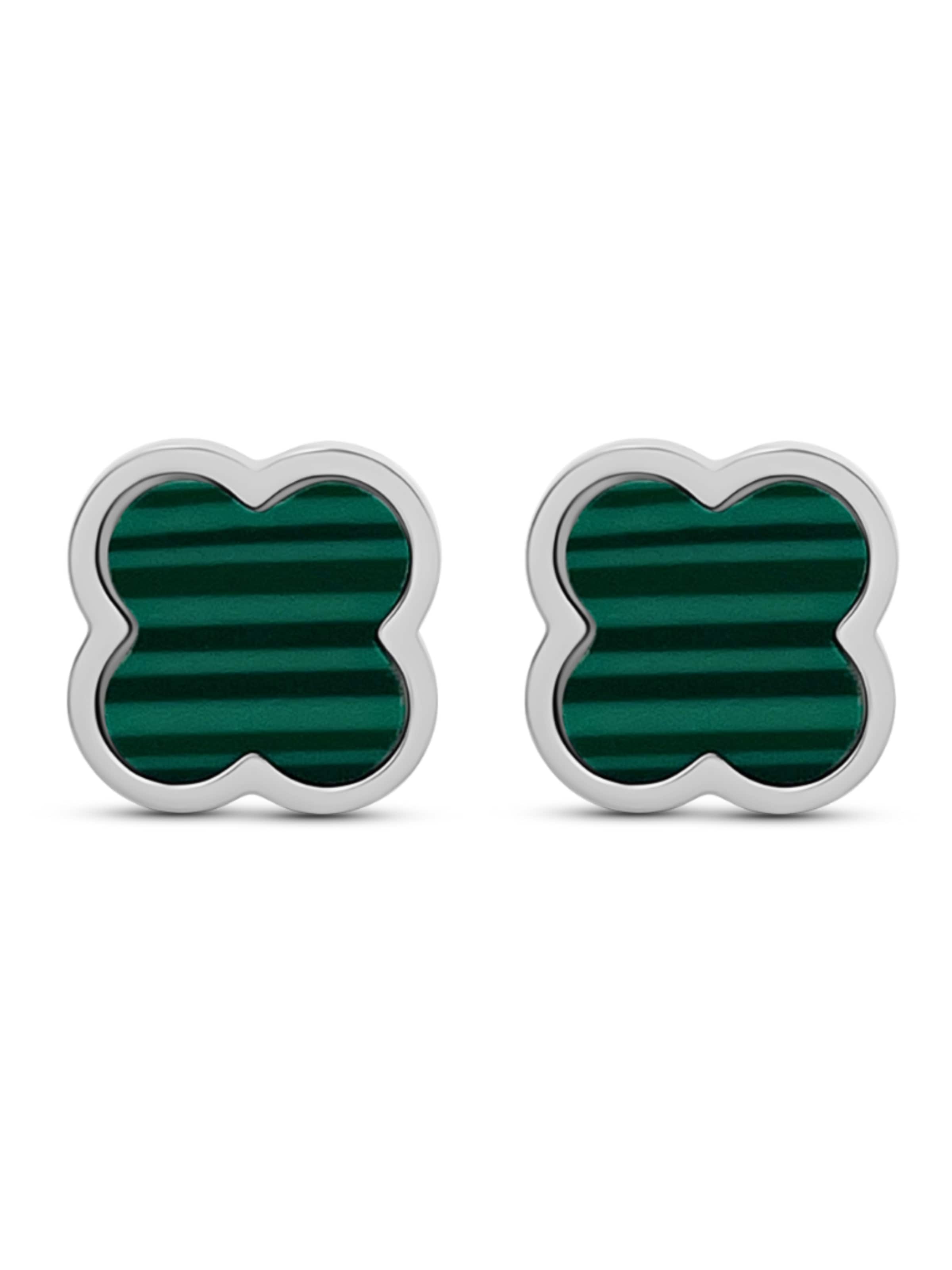Pure Schmuck Earrings 'Clover Green' in Silver: front