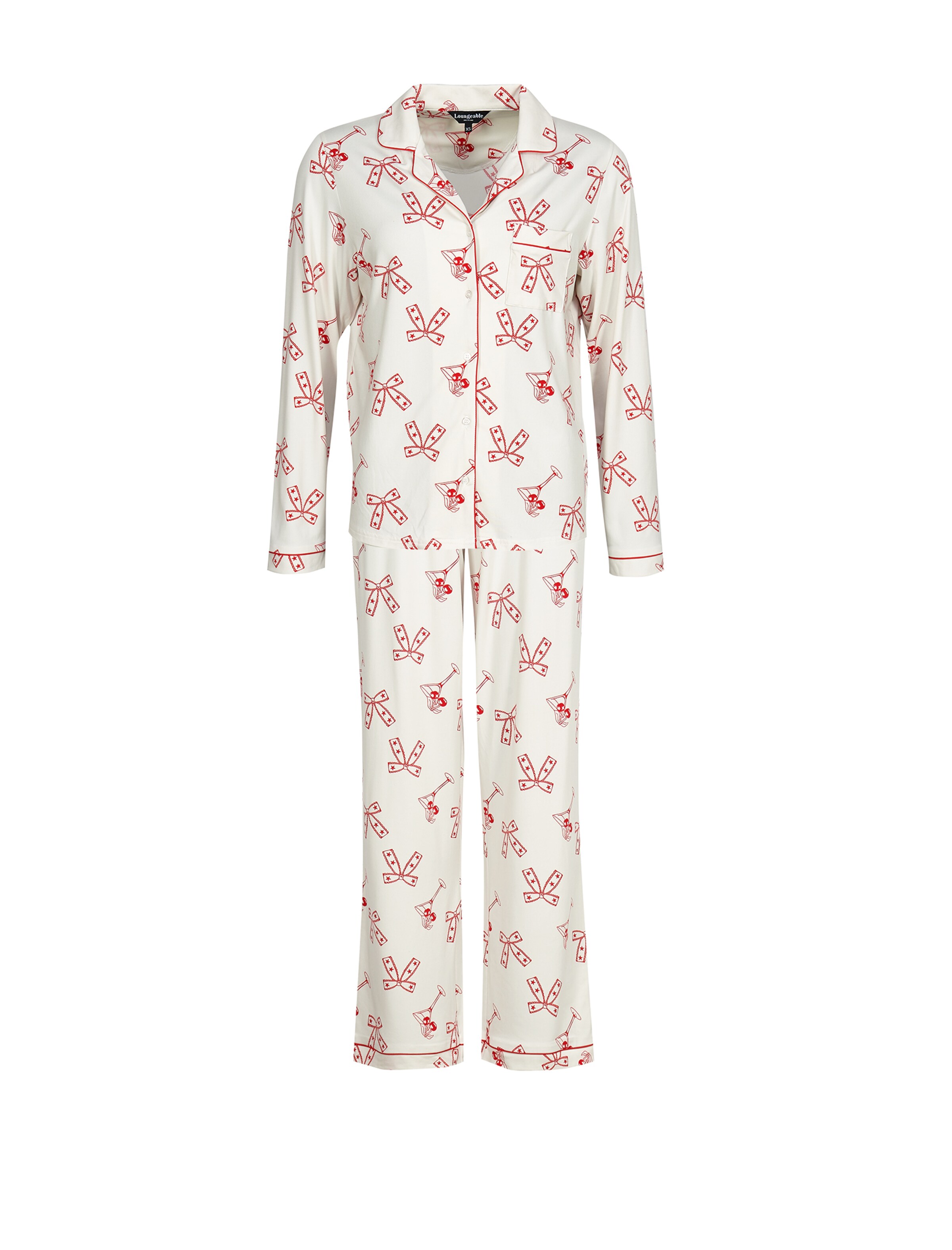 Loungeable Pajama 'Cherry Martini' in Beige: front