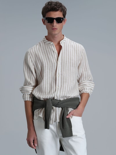 Lufian Chemise 'FAST' en beige / blanc, Vue avec produit