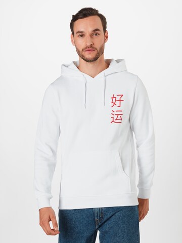 Mister Tee Sweatshirt 'Waving Cat' i hvid: forside