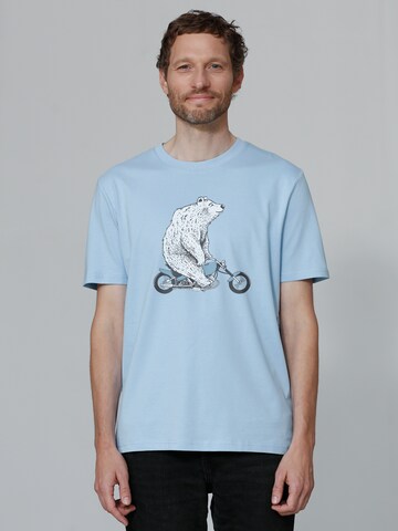 T-Shirt ' Bär auf Bike ' Watapparel en bleu : devant