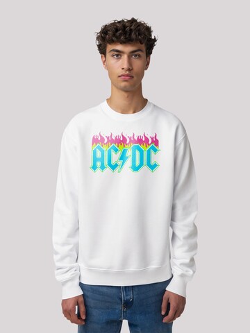 F4NT4STIC Sweatshirt 'ACDC Neon Flames' in Wit: voorkant
