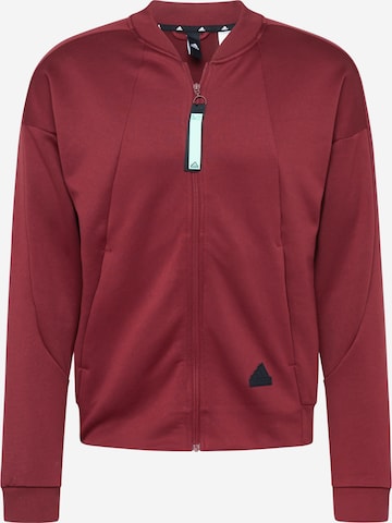 ADIDAS SPORTSWEAR Athletic Zip-Up Hoodie 'City Escape Aeroready Warming' in Red: front