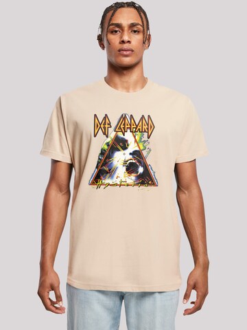 T-Shirt 'Def Leppard Hysteria' F4NT4STIC en beige : devant