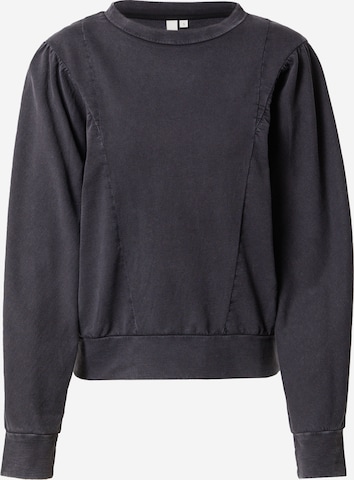 Sweat-shirt QS en noir : devant