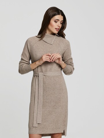 Marc & André Knitted dress 'ELEGANT CONTUR' in Brown: front