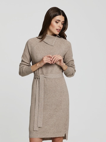 Marc & André Knitted dress 'ELEGANT CONTUR' in Brown: front