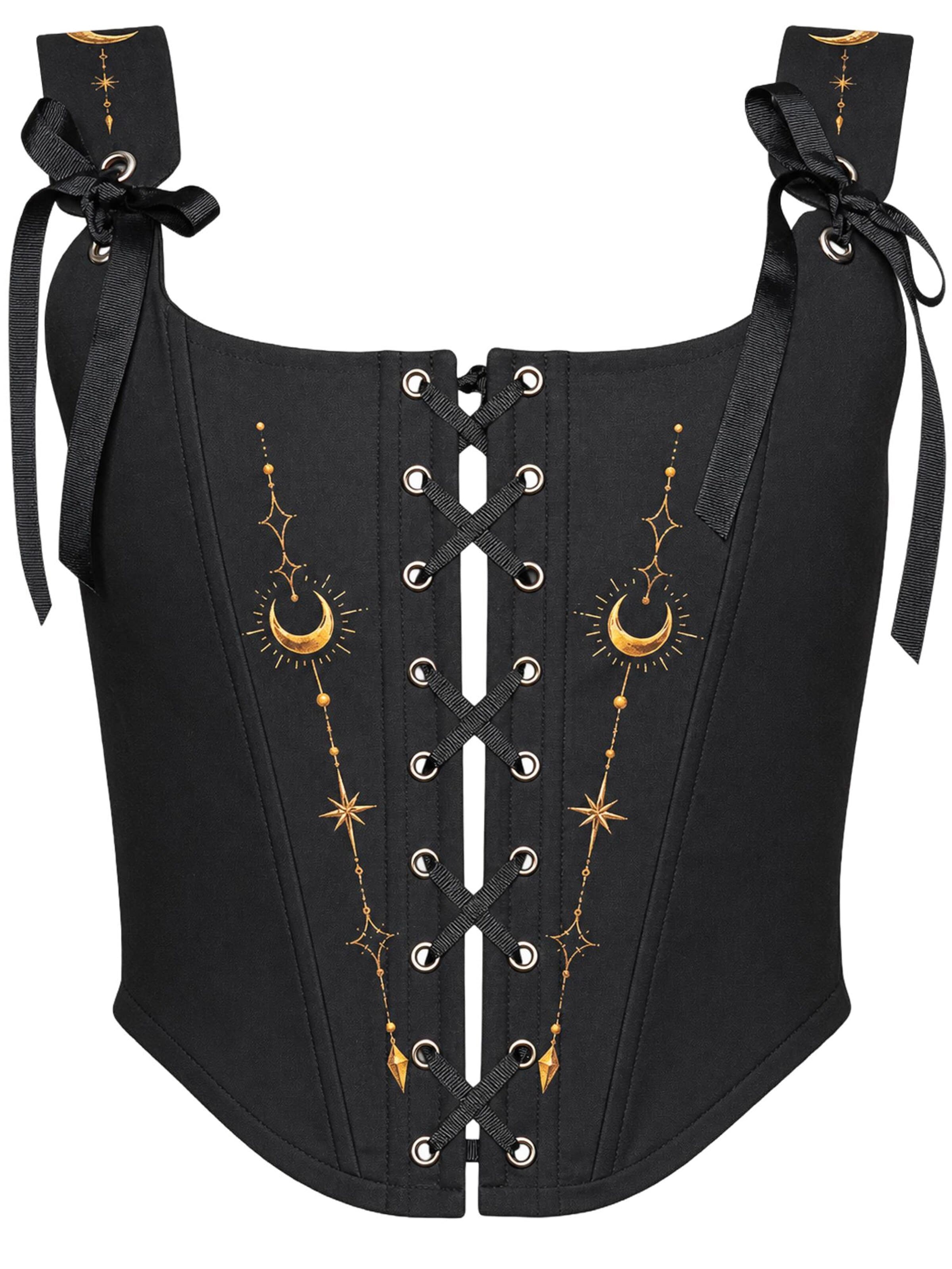 VIADALINNO Corsage 'Celestial Moon Black' in Black: front