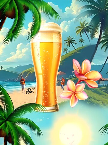 Hawaiihemdshop.de Regularny krój Koszula 'Hawaiihemd Sunshine Beer' w kolorze niebieski