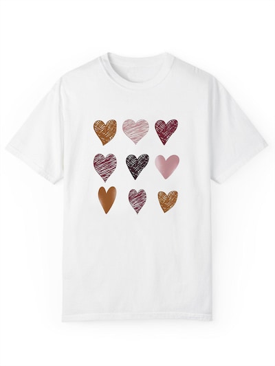 GORHEY T-shirt 'Women's Summer Short-Sleeve Shirt with Doodle hearts Print Tees' en blanc, Vue avec produit