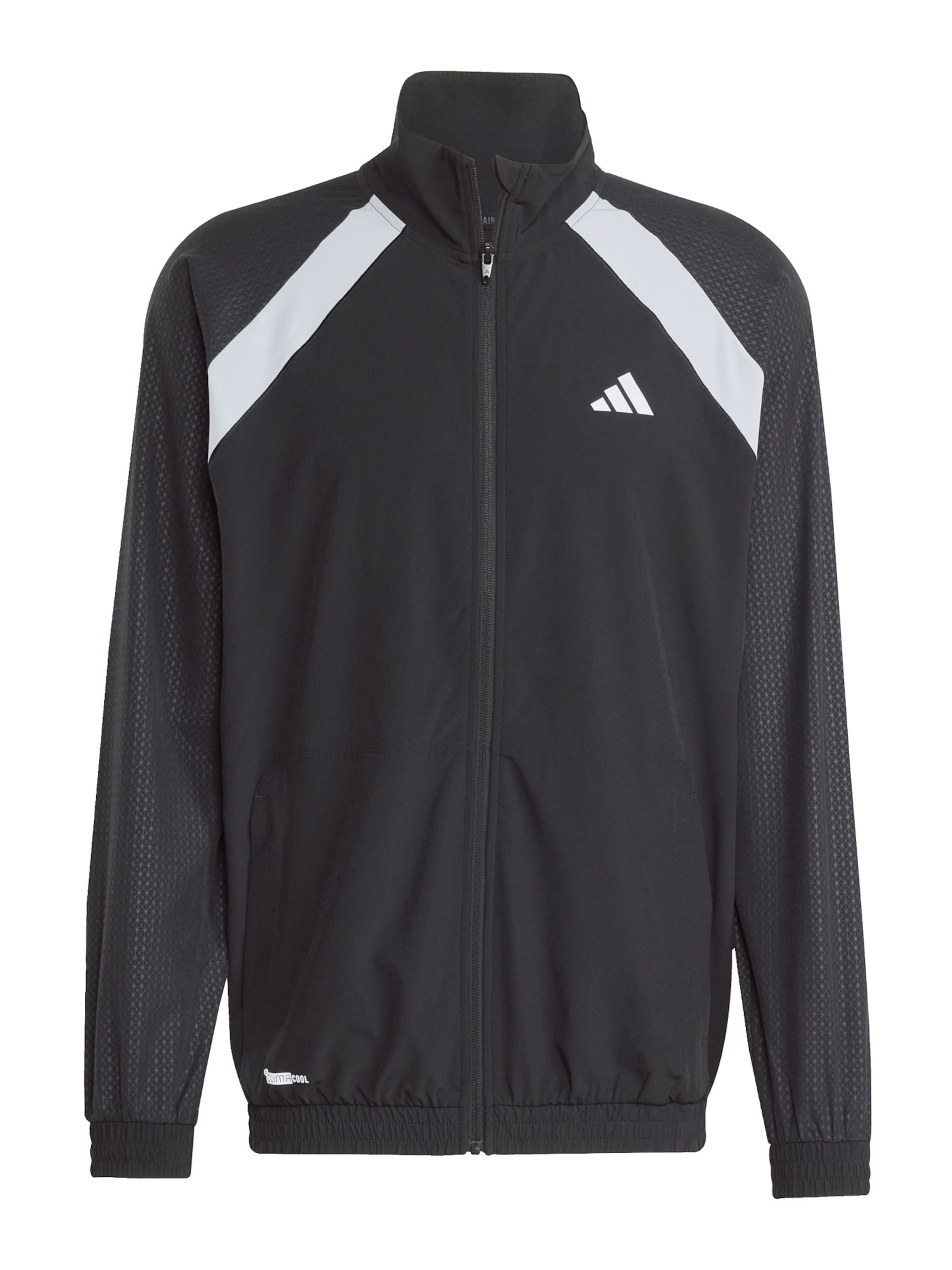 ADIDAS PERFORMANCE Trainingsjack 'Tech App' in Zwart: voorkant