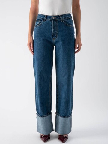 MND Wide Leg Farkut 'Blue Denim with Wide Cuffs' värissä sininen: etupuoli
