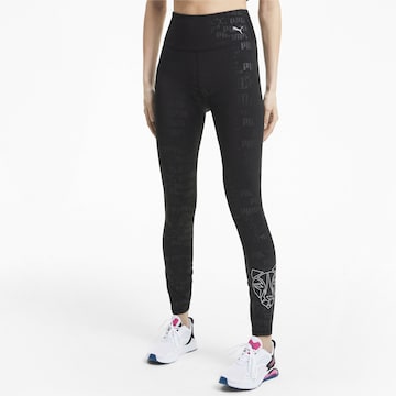 PUMA Skinny Workout Pants in Black: front