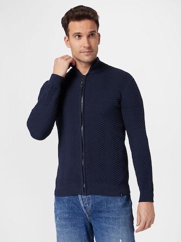 INDICODE JEANS Knit cardigan 'Huber' in Blue: front