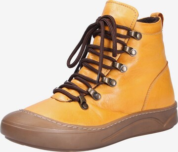 Gemini Lace-Up Ankle Boots in Yellow: front