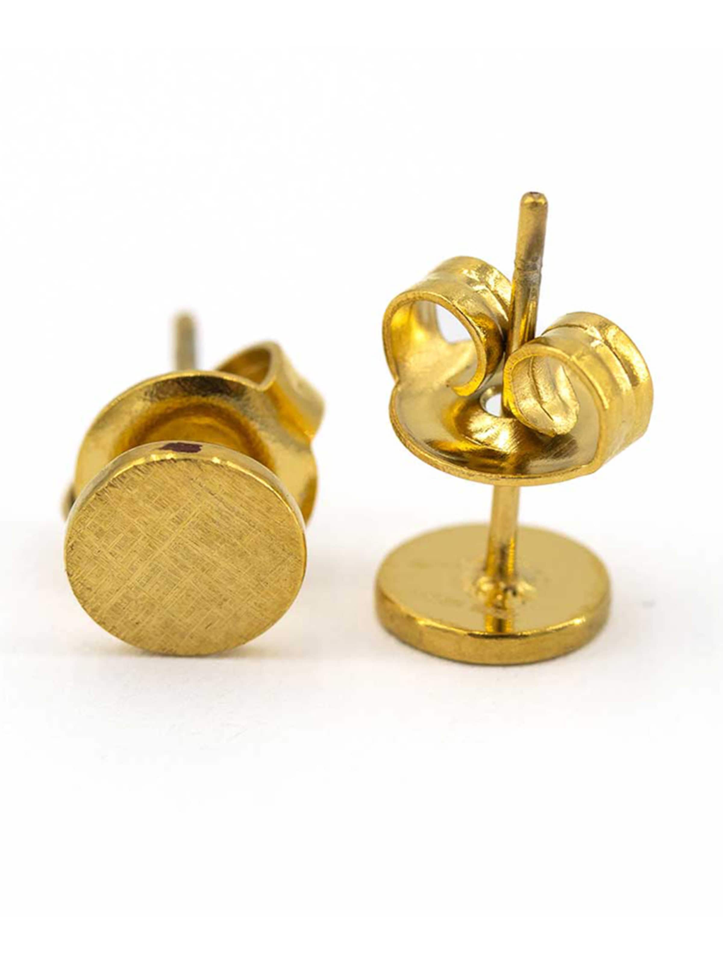 Sergio Engel Ohrringe 'Pura Ohrring 05 Minimalistischer Edelstahlstecker mit gekratzter Oberfläche'‌‌‌‌‌‌‌‌‌ in Gold: Vorderseite