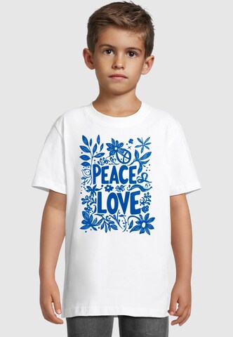 Maglietta 'Peace Love' di Merchcode in bianco: frontale