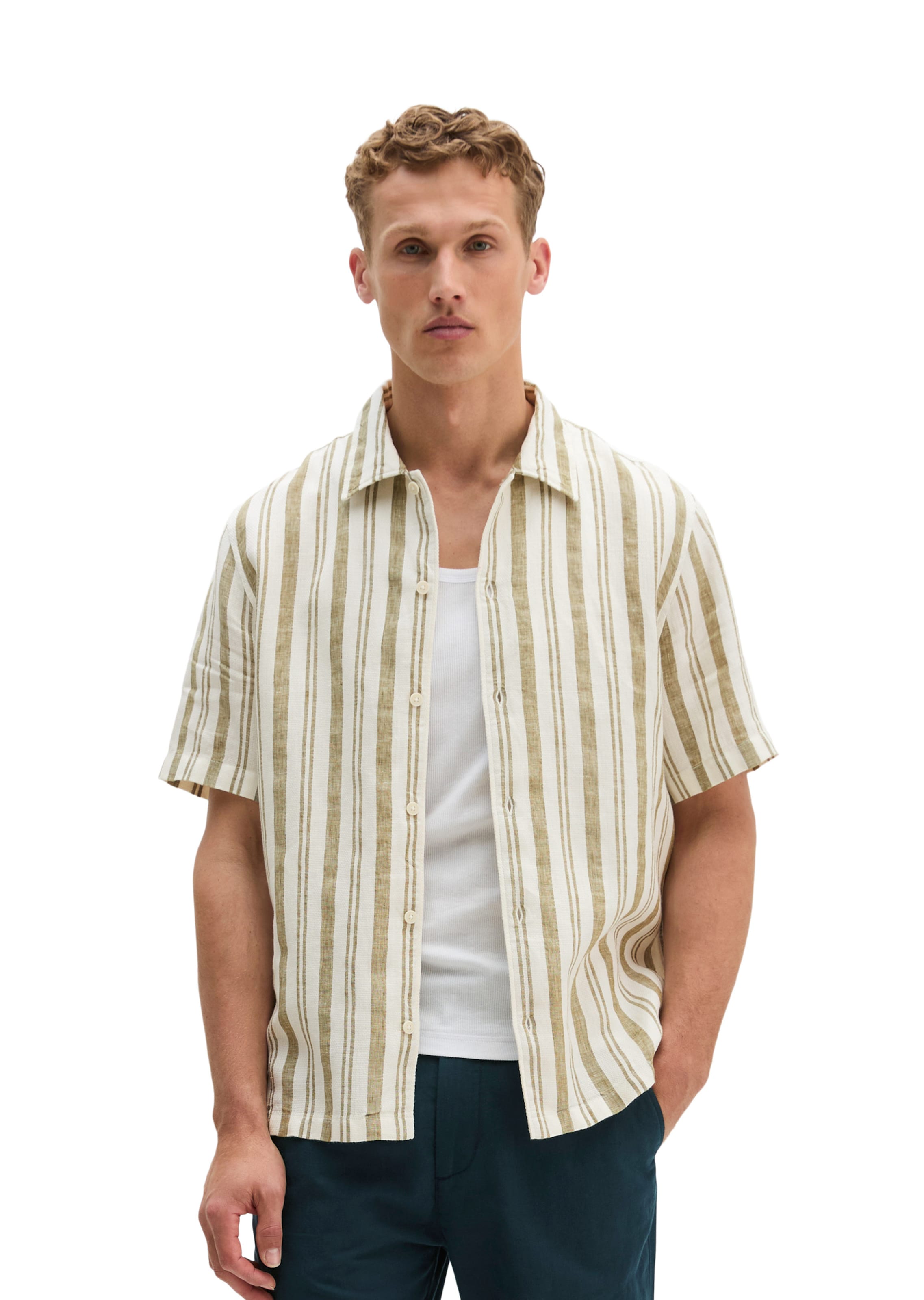Marc O'Polo Regular fit Overhemd in Beige: voorkant
