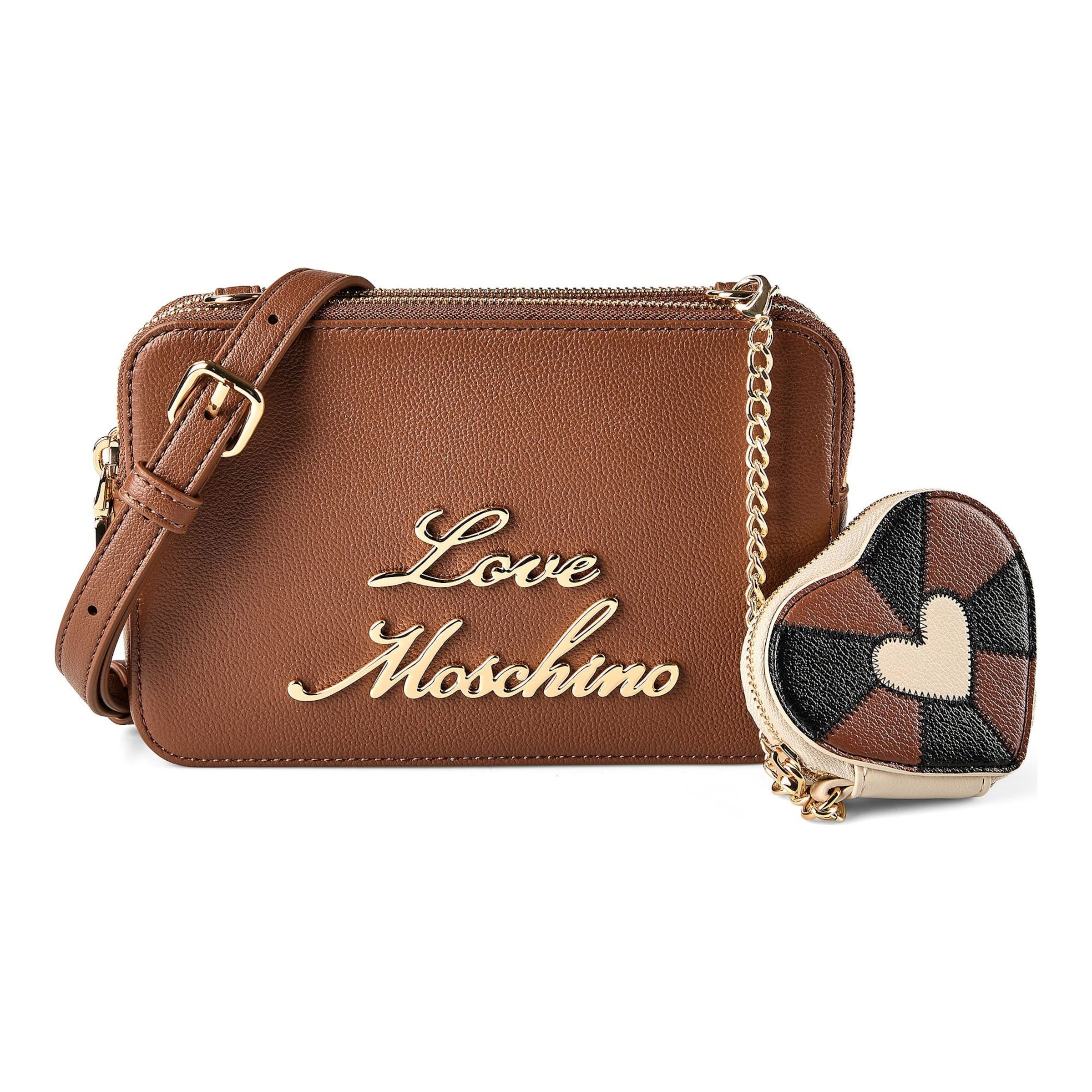 Sac à bandoulière 'Heart Charm ' Love Moschino en marron : devant