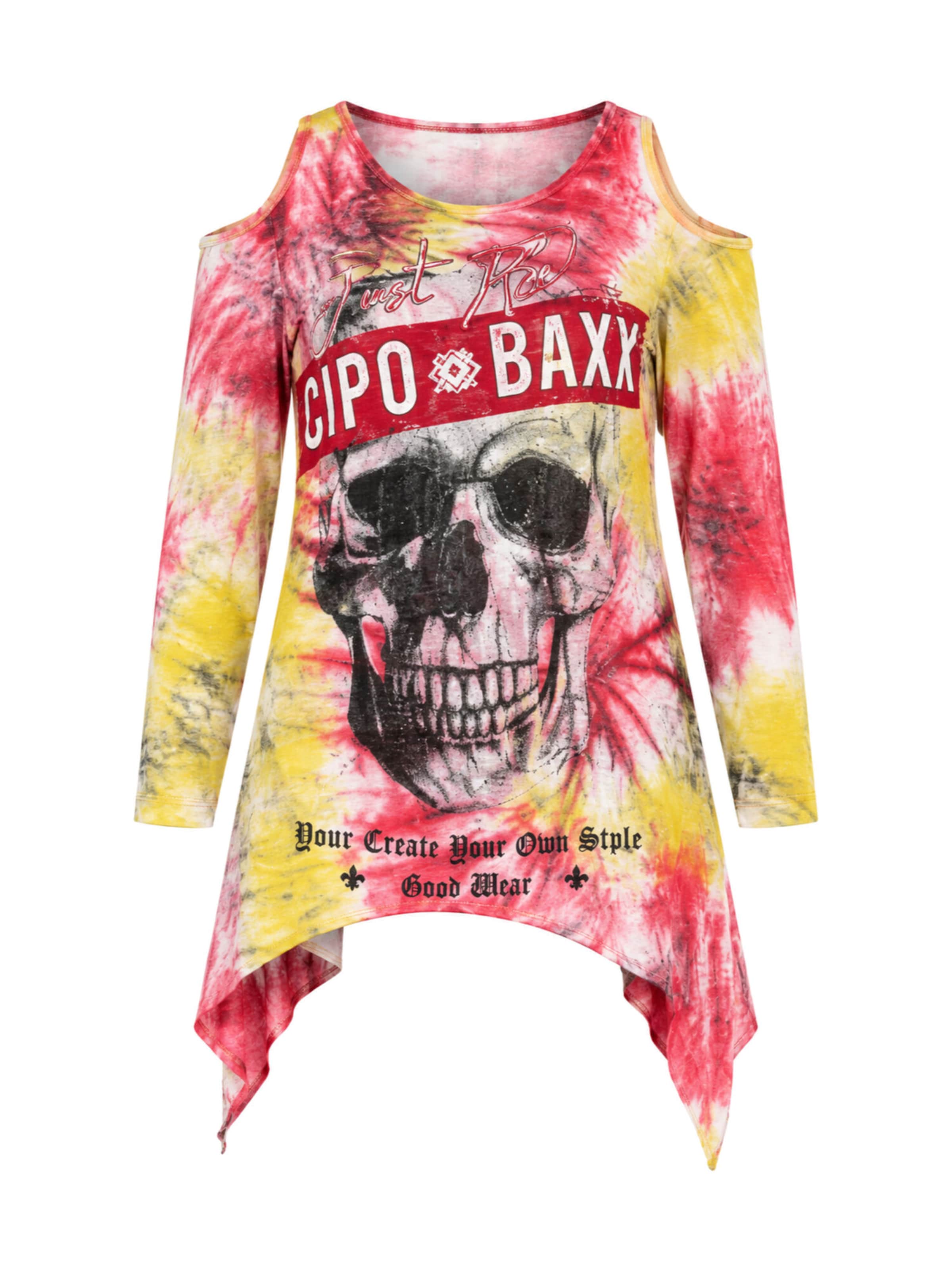 CIPO & BAXX Langarmshirt mit Bindebänder am Saum in Pink: Vorderseite