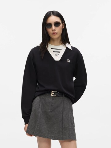 Felpa 'Ikon' di Karl Lagerfeld in nero: frontale