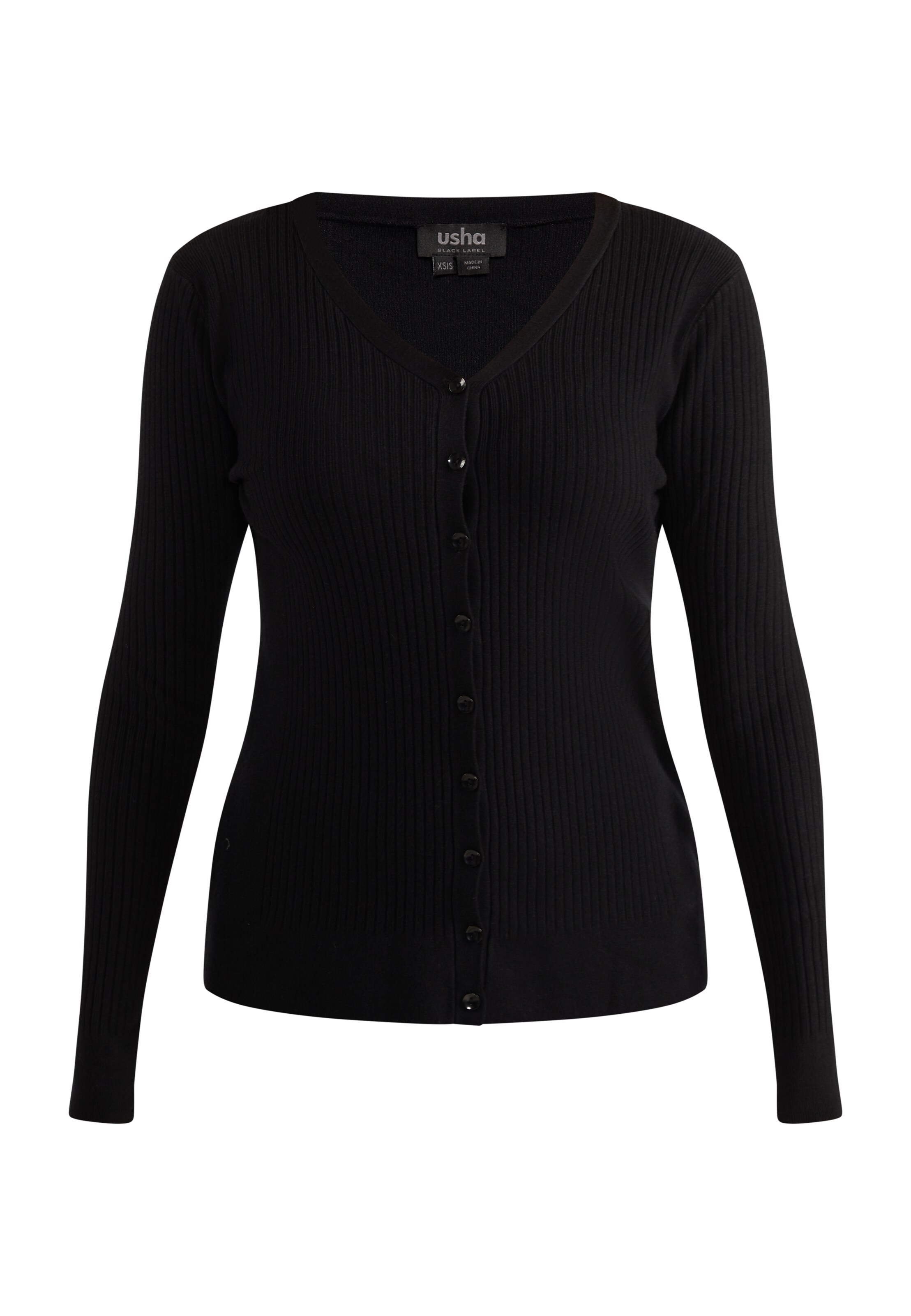 usha BLACK LABEL Strickjacke in Schwarz: Vorderseite