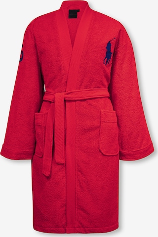 Ralph Lauren Home Long Bathrobe 'BIG POLO PONY' in Red: front