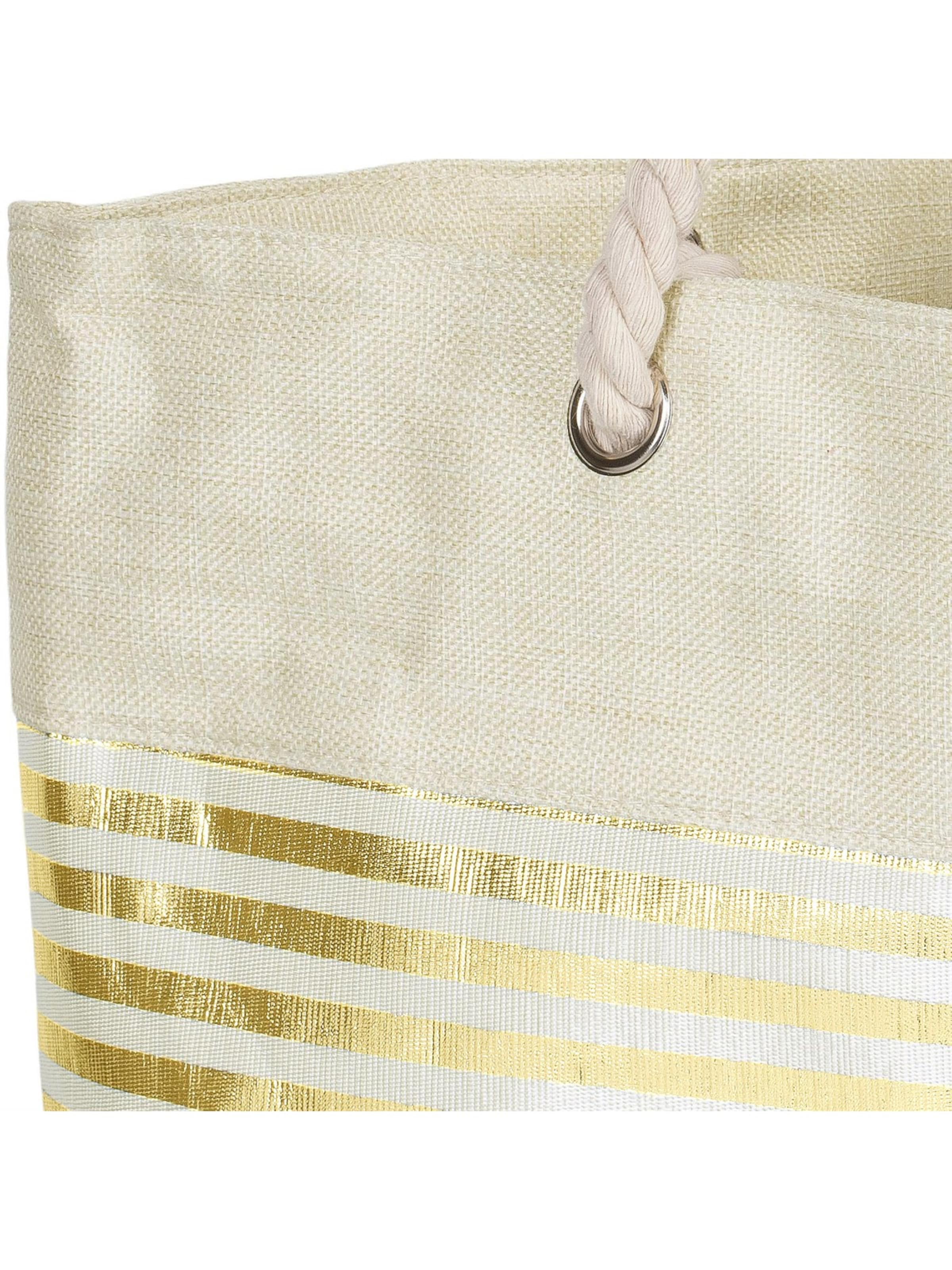 styleBREAKER Strandtasche 'Strandtasche mit metallic Streifen'‌‌‌‌‌‌‌ in Gold