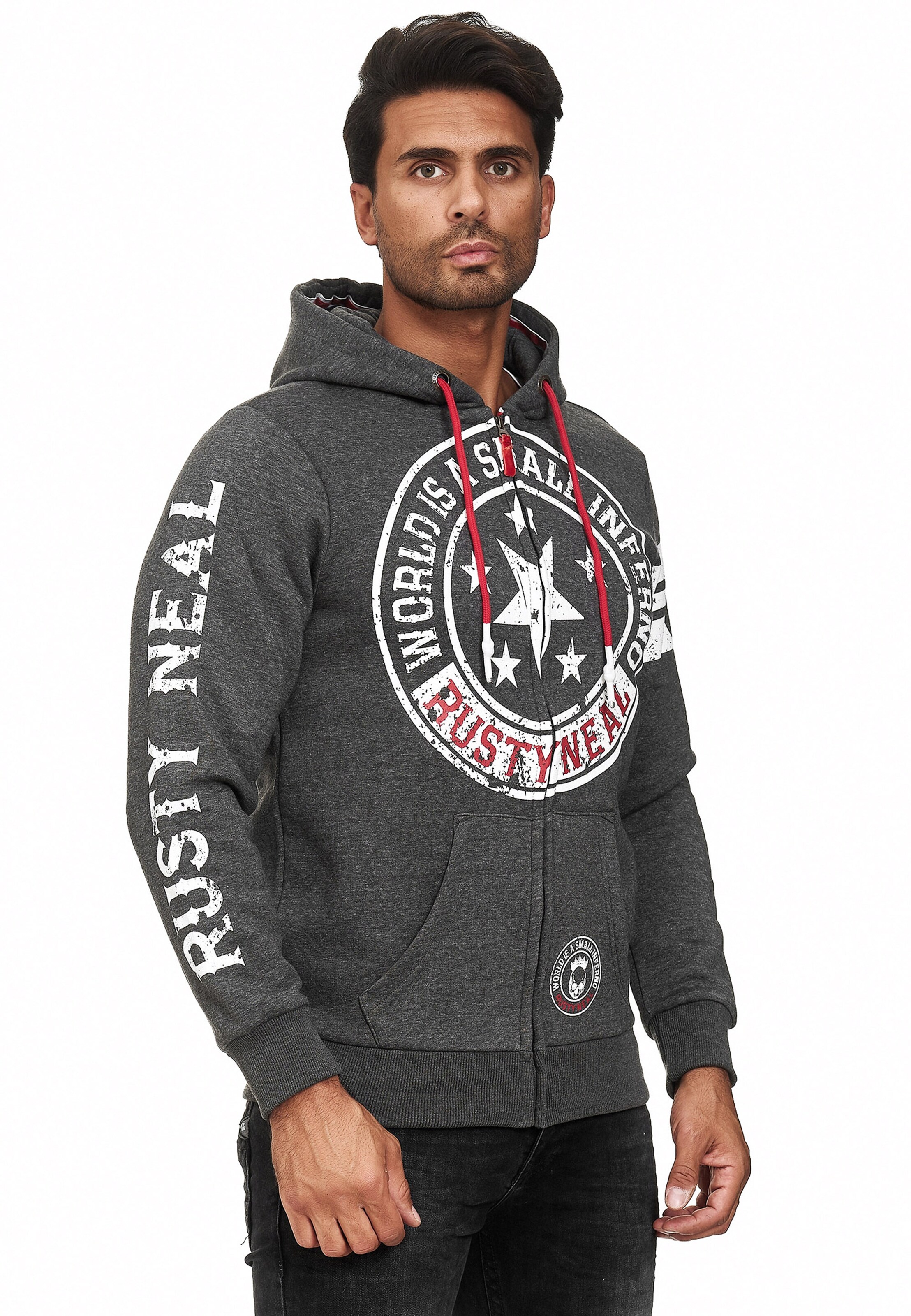 Rusty Neal Sweatvest in Grijs: voorkant