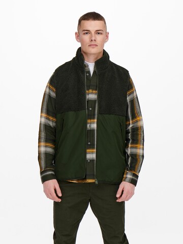 Only & Sons - Chaleco 'Ben' en verde: frente