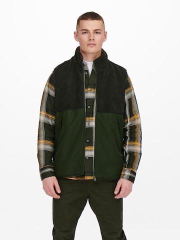 Only & Sons - Chaleco 'Ben' en verde: frente