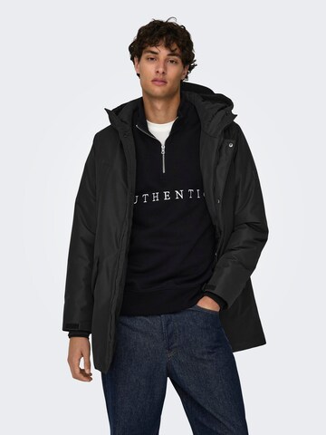 Only & Sons Between-Seasons Parka 'CARL' in Black: front