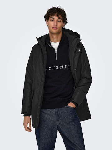 Only & Sons Between-seasons parka 'CARL' in Black: front