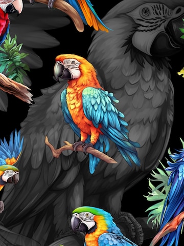 Hawaiihemdshop.de Regularny krój Koszula 'Hawaiihemd Hawaiian Parrots' w kolorze czarny