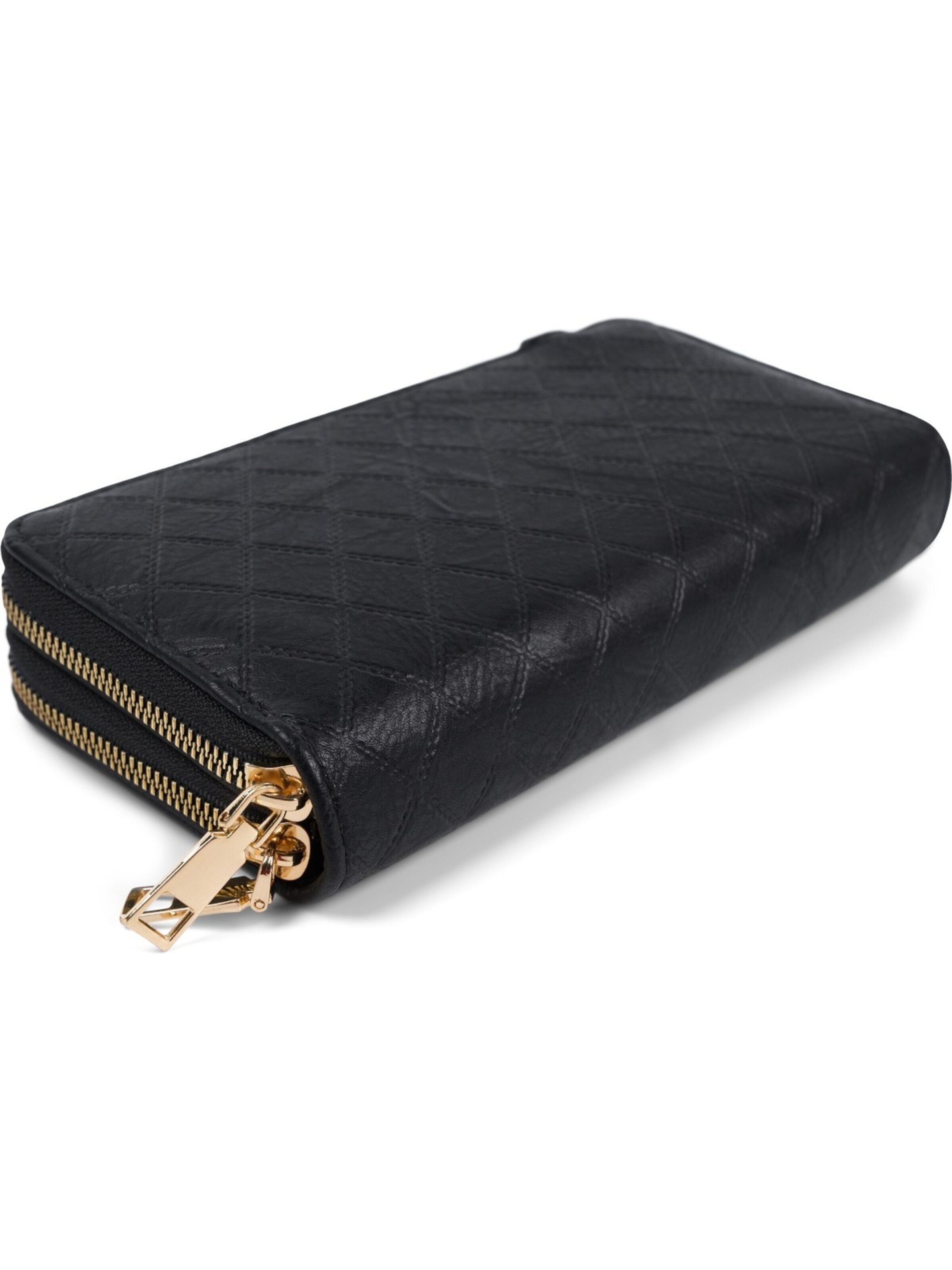 styleBREAKER Crossbody bag '2 in 1 Umhängetasche - Geldbörse Rauten' in Black