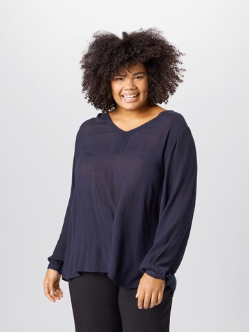 KAFFE CURVE Blouse 'Ami' in Blauw: voorkant