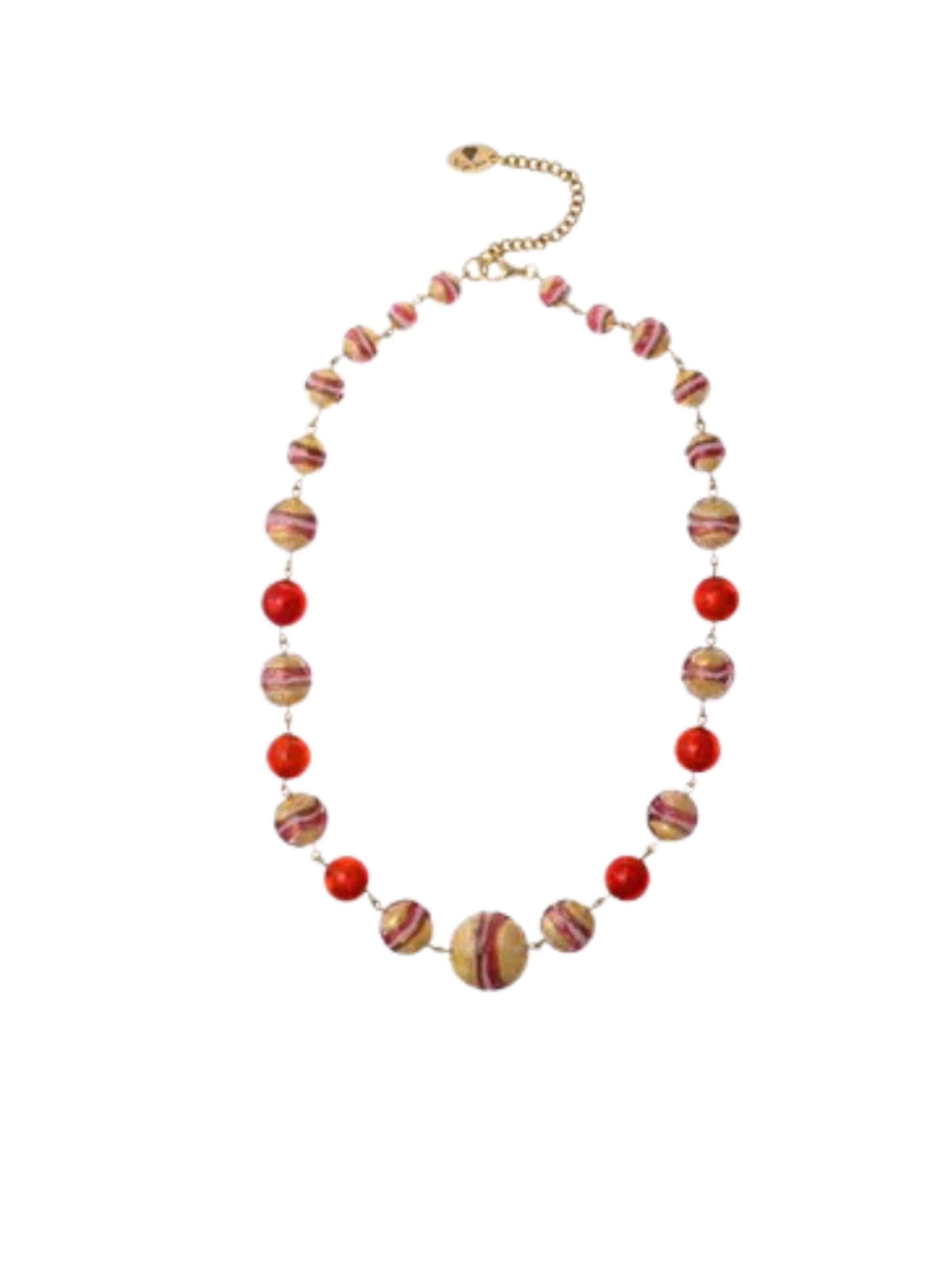 THE GEM STORIES JEWELRY Necklace 'Murano Necklace - Red Shades' in Red: front