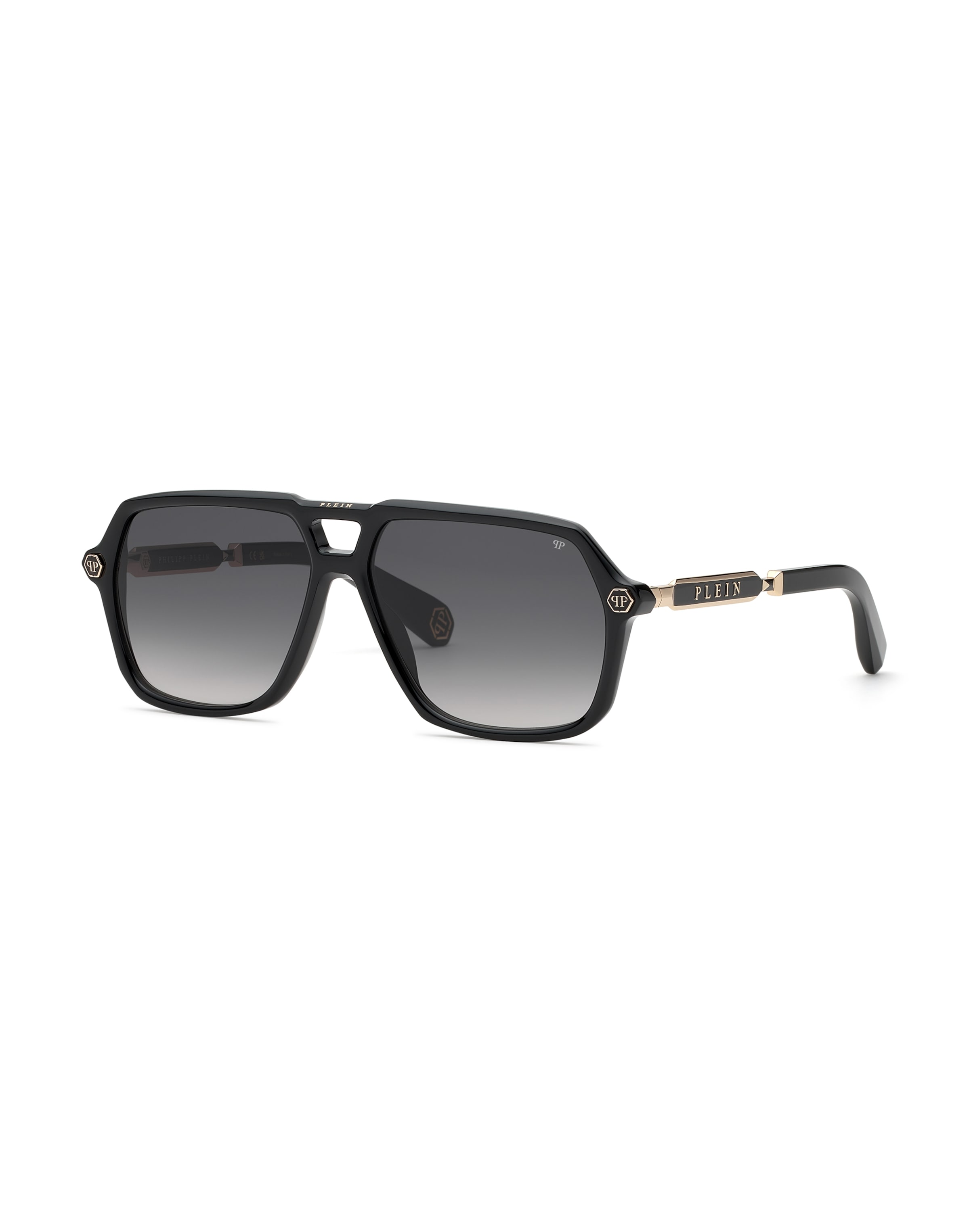 Occhiali da sole 'Hexagon Stud' di Philipp Plein in nero: frontale
