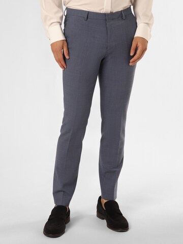 HUGO Slim fit Pleated Pants 'Hesten' in Blue: front