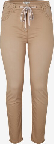 Tom Tailor Women + Slim fit Trousers in Brown: front