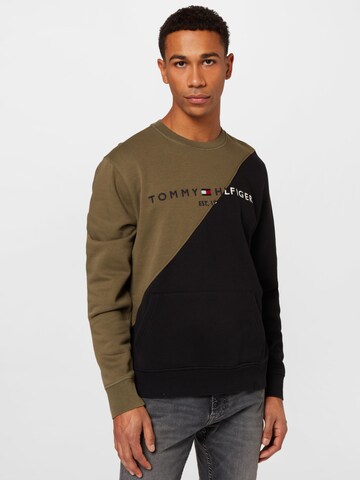 Sweat-shirt Tommy Jeans en vert : devant