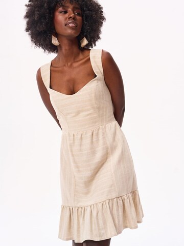 Blue Shadow Dress in Beige