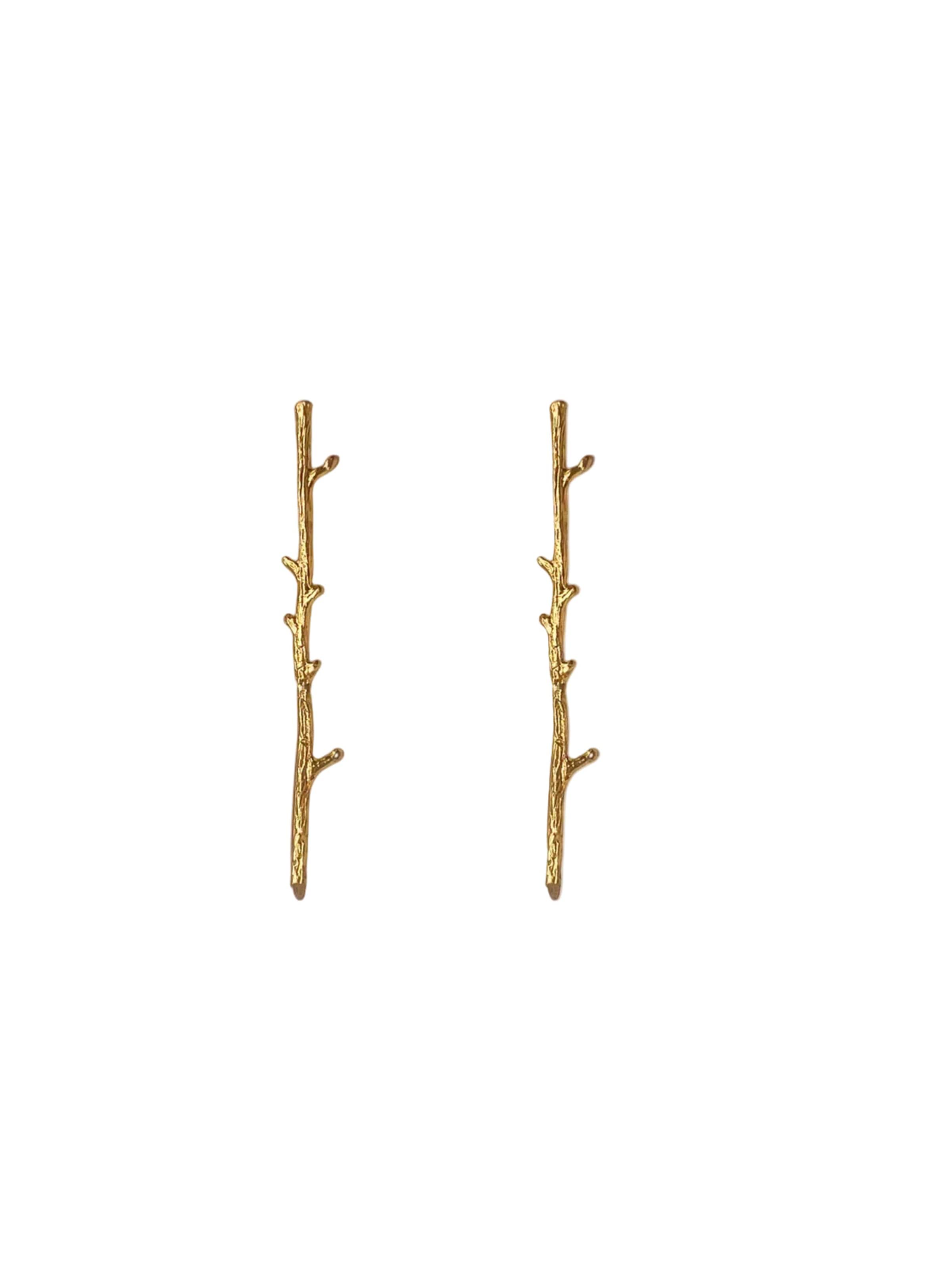 Les Reines - Brincos 'The Branchlet' em ouro: frente