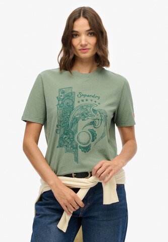 Superdry Shirt 'Tokyo Narrative' in Groen: voorkant