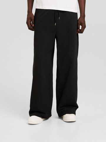 Bershka Wide leg Broek in Zwart: voorkant