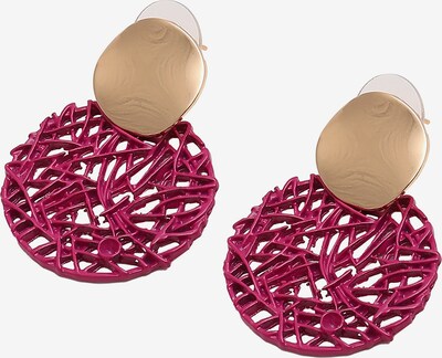 SOHI Earrings 'Senga' in gold / weinrot, Produktansicht