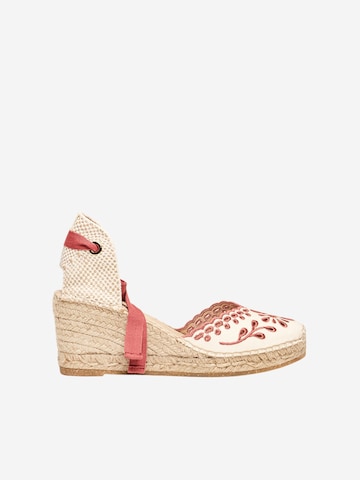 Alhamas - Sandalias 'Alpargata Cuña 7 cm' en rojo: frente