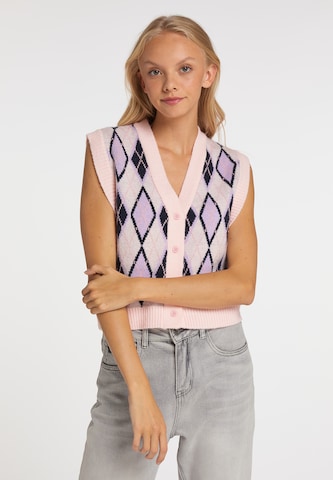 MYMO Knitted Vest in Pink: front