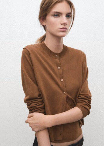 MANGO Knit Cardigan 'Olsen' in Brown: front