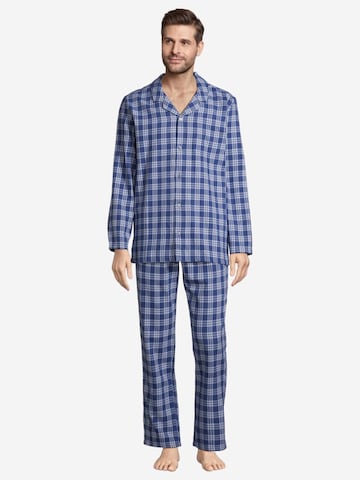 SEIDENSTICKER Pyjama lang 'Flanell' in Blauw: voorkant